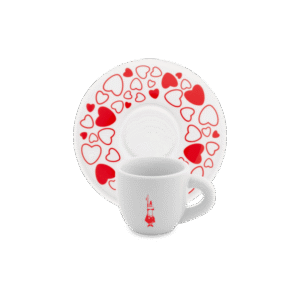 Bialetti White Red Hearts With plate Cup 80ml