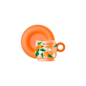 Bialetti Orange Amore Mio Cup with Plate 90ml